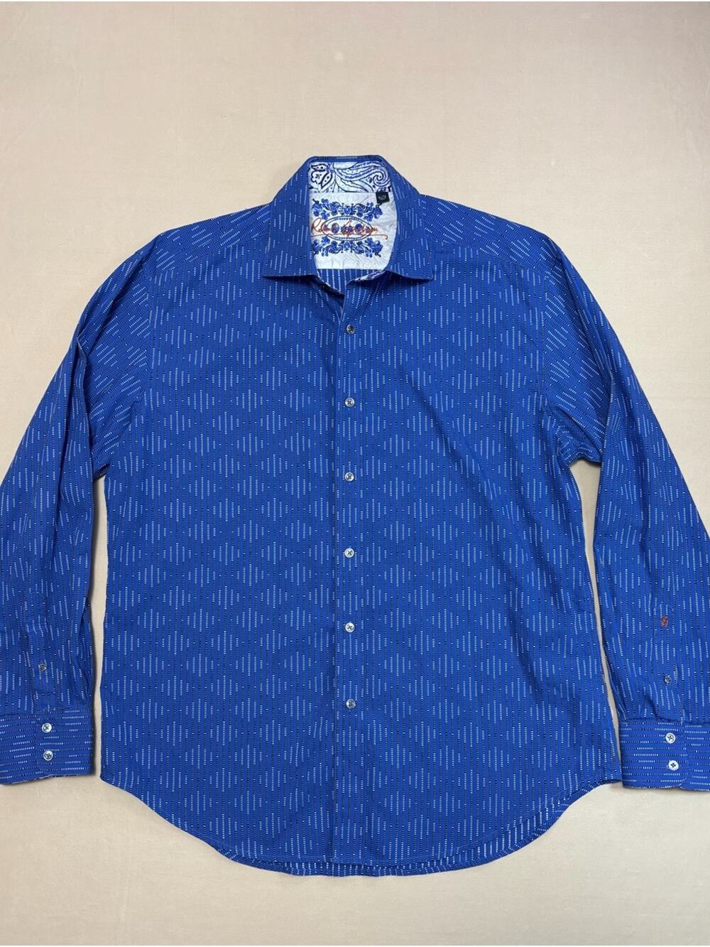Robert Graham Royal Blue Long Sleeve Shirt w/ Diamond Pattern Men's Size XL - Picture 1 of 6